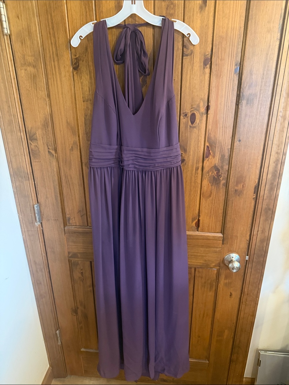 Elegant Purple Halter Bridesmaid Dress
